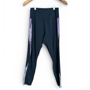 Peloton Speed Colorblock Leggings in Black with Purple Accents
